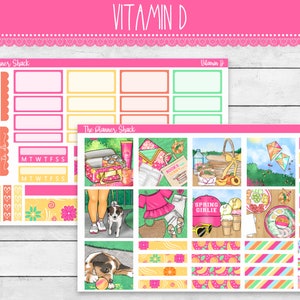 Hobonichi Cousin Weekly para impressão | Vitamina D | Primavera | Adesivos para planejador para impressão | Hobonichi Cousin | Adesivos Hobonichi Cousin | Semanal