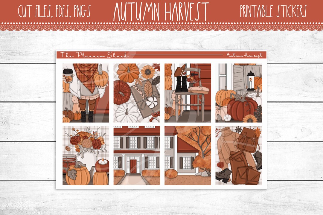 Autumn Harvest Vertical Erin Condren Fall Autumn Printable Planner ...