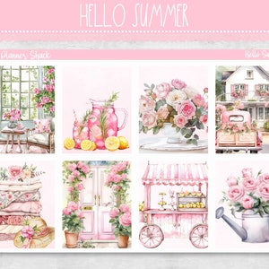 Planificador semanal imprimible Hello Summer / Erin Condren / Planificador semanal vertical / Verano / Flores de verano / Pegatinas imprimibles para planificador / Planificador semanal imprimible