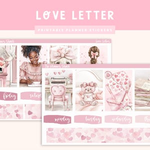 Carta de amor imprimible semanal / Planificador feliz / Planificador semanal de San Valentín / Pegatinas imprimibles para planificador / Imprimibles / Día de San Valentín / Amor