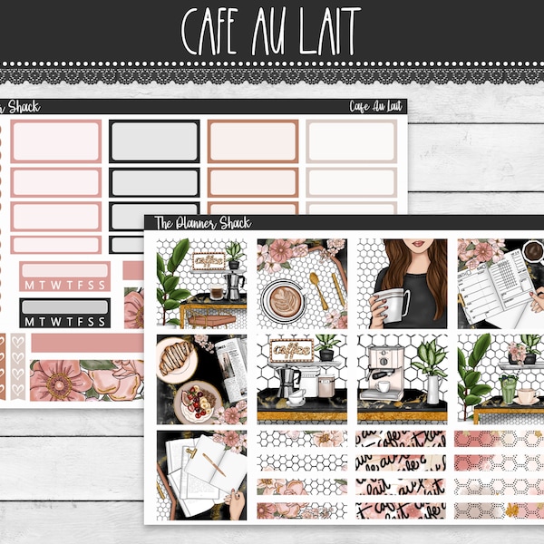 Printable Hobonichi COUSIN Weekly | Cafe Au Lait | Coffee Weekly | Printable Planner Stickers | Hobonichi Cousin | Weekly Printable