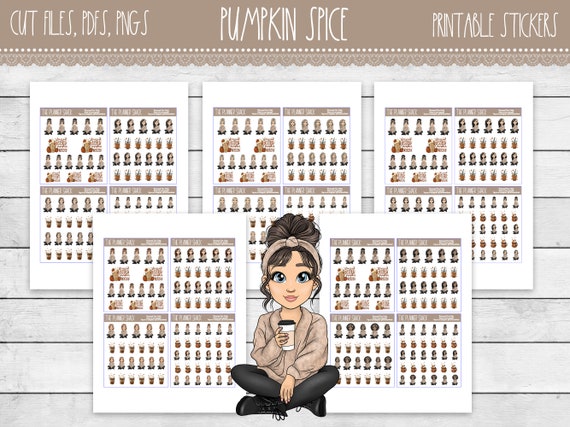 Printable Pumpkin Spice Planner Stickers | Fall Fashion Girls | Fall | Coffee | Printable Planner Stickers | Printable Stickers | Functional