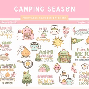 Autocollants imprimables de saison de camping | Camping | Déco camping | Week-end camping | Stickers agenda imprimables | Autocollants | Autocollants imprimables
