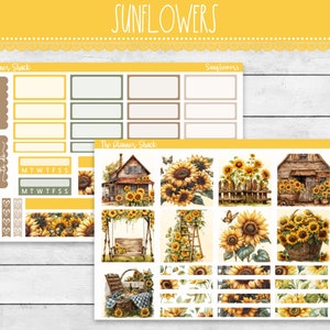 Druckbare Wochenübersicht | Sonnenblumen | Sunflower Weekly | Druckbare Planer Aufkleber | Hobonichi Cousin | Wöchentlich druckbar