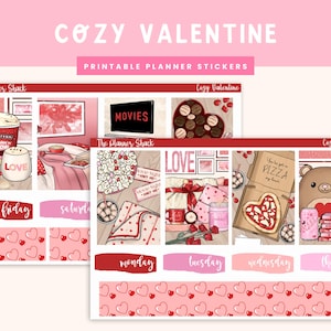 Planificador semanal imprimible de San Valentín / Planificador feliz / Planificador semanal de San Valentín / Pegatinas imprimibles para planificador / Planificador semanal imprimible / Día de San Valentín / Amor