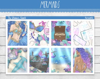 Printable Mermaids Weekly | Erin Condren | Vertical Weekly | Mermaid Summer Weekly | Printable Planner Stickers | Printable Weekly | Summer