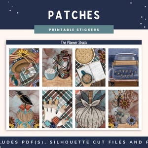 Patches Printable Weekly | Erin Condren | Vertical Layout | Fall | Fall Weekly | Digital Stickers | Planner Stickers | Autumn | Scarecrows