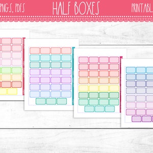 Half Boxes | Brights | Bright Half Boxes | Vertical | Erin Condren | Happy Planner | Printable Planner Stickers | Functional Printables