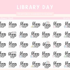 Afdrukbare bibliotheekdagstickers | Bibliotheekreis | Boeken retourneren | Boeken | Boeken bekijken | Afdrukbare plannerstickers | Bibliotheekdag