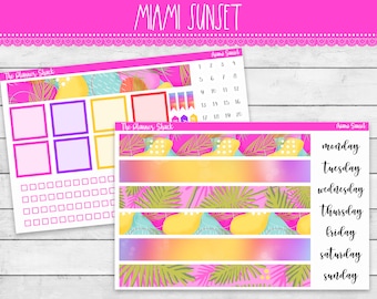 Printable A5 DAILY DUO Weekly | Miami Sunset | Daily Duo | Daily Duo Weekly | Beach | Summer | Printable Planner Stickers | Printables