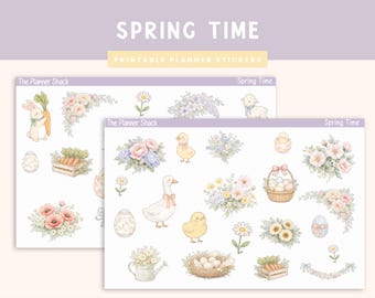 Adesivi stampabili primaverili / Primavera / Decorazioni per il diario / Decorazioni per l'agenda / Pasqua / Adesivi stampabili per l'agenda / Adesivi / Adesivi stampabili