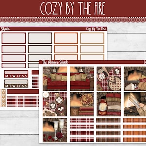 Printable Hobonichi COUSIN Weekly | Cozy By The Fire| Fall Weekly | Printable Planner Stickers | Printable Stickers | Weekly | Romantic