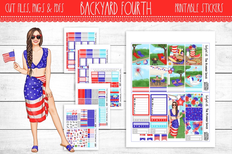 Backyard 4th DIY Erin Condren Planner Printables Printable Weekly Printable Planner Stickers Fourth Of July Independence Day