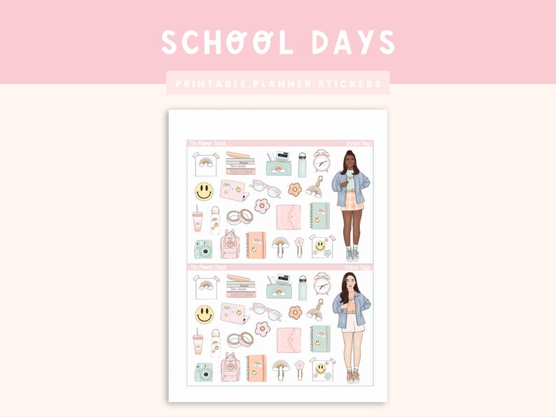 Printable School Days Journaling Weekly | Jouraling Printables | Journaling Stickers | Printable Stickers | Back To School | School Journal image 4