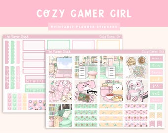 Printable Hobonichi COUSIN Weekly | Cozy Gamer Girl | Gamer Girl Weekly | Printable Planner Stickers | Printable Stickers | Game Night