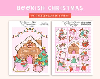 ピンクのブック風クリスマスカバー | エリン・コンドレン | 7x9プランナー | プランナーカバー | ハッピープランナー | 印刷可能なプランナーカバー | クリスマス | デジタル