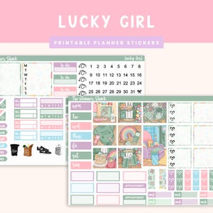 Printable Hobonichi WEEKS Weekly | Lucky Girl | St. Patricks Day Weekly| Printable Planner Stickers | Hobonichi Weeks Printable | Shamrocks