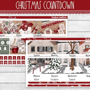 Maandelijks kerst | Erin Condren | A5 breed | Aftellen naar Kerstmis | Afdrukbare plannerstickers | Maandelijks afdrukbaar | Kerstmis | December