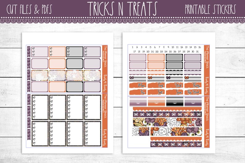 Happy Planner Printable Planner Stickers Planner Printable Trick Or Treat Halloween Tricks N Treats Printable Weekly Cut Files
