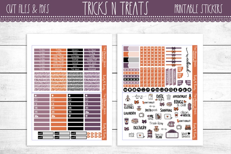 Happy Planner Printable Planner Stickers Planner Printable Trick Or Treat Halloween Tricks N Treats Printable Weekly Cut Files