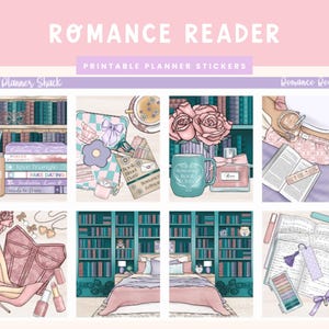 Printable Romance Reader Weekly | Erin Condren | Vertikal Weekly | Romanze Roman Weekly | Druckbare Planer Aufkleber | Buchliebhaber | Romantik