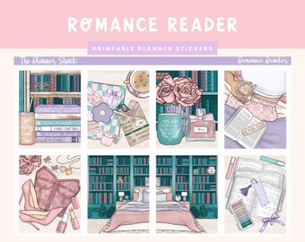 Printable Romance Reader Weekly | Erin Condren | Vertical Weekly | Romance Novel Weekly | Printable Planner Stickers | Book Lover | Romance