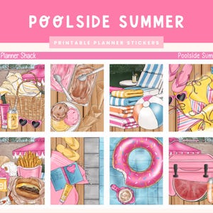 Afdrukbaar zomerweekblad aan het zwembad | Erin Condren | Verticaal wekelijks | Zomer | Zomerweekblad | Afdrukbare plannerstickers | Wekelijks | Zwembaddagen