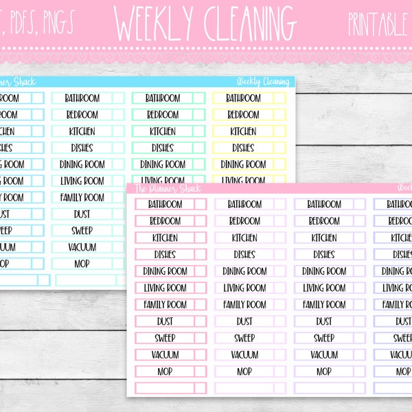 PRINTABLE Weekly Cleaning | Weekly Cleaning | Chores | Functional | Functional Stickers | Erin Condren | Happy Planner | Vertical Planners