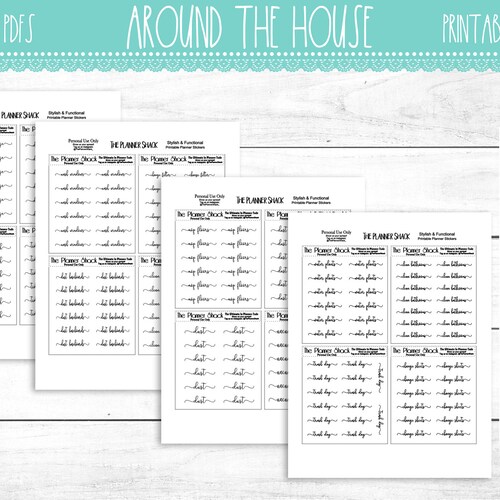 House Chores Script Printable Planner Stickers Instant - Etsy