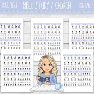 Druckbare Bibel Aufkleber | Bibelarbeit | Kirche | Bibel-Studium Mode Mädchen | Druckbare Planer Aufkleber | Glaube Sticker