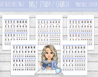 Printable Bible Planner Stickers | Bible Study | Church | Bible Study Fashion Girls | Printable Planner Stickers | Faith Printable Stickers