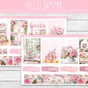 Planificador semanal imprimible Hello Summer / Planificador feliz / Planificador semanal de verano / Floral / Pegatinas imprimibles para planificador / Planificador semanal imprimible / Planificadores de verano imprimibles