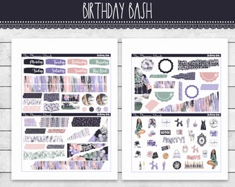 Kit de journalisation imprimable pour fête d'anniversaire | Autocollants de journalisation | Anniversaire | Revue | Stickers imprimables | Agenda vertical | Erin Condren