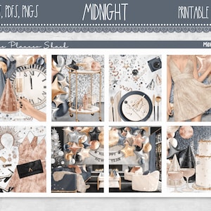 Afdrukbaar wekelijks middernachtblad | Erin Condren | Oud en Nieuw | Wekelijks nieuwjaar | Afdrukbare plannerstickers | Afdrukbare stickers | Wekelijks