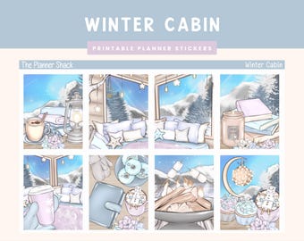 Printable Winter Cabin Weekly | Erin Condren | Vertical Weekly | Winter Weekly | Cozy Winter | Weekly | Printable Stickers | Cabin Life