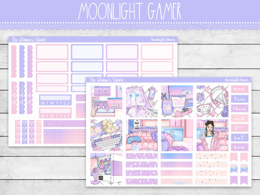 Printable Hobonichi Cousin Monthly Planner Stickers - Moonlight