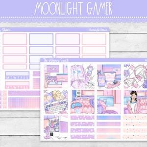 Hobonichi Cousin Weekly para impressão | Midnight Gamer | Gamer Girl Weekly | Adesivos para planejador para impressão | Hobonichi Cousin | Weekly Printable