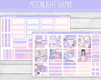 ほぼ日カズン ウィークリー印刷 | ミッドナイトゲーマー | ゲーマーガール ウィークリー | 印刷可能なプランナーステッカー | ほぼ日カズン | ウィークリー印刷
