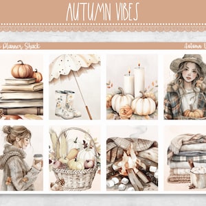 Imprimable Autumn Vibes Weekly | Erin Condren | Hebdomadaire vertical | Automne | Hebdomadaire d'automne | Stickers agenda imprimables | Hebdomadaire imprimable | Fleurs