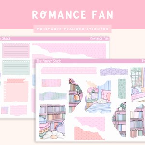 Diário de Fãs de Romance para Imprimir Semanalmente | Imprimíveis para Diários | Adesivos para Diário | Amante de Livros | Romances | Diário para Amantes de Livros