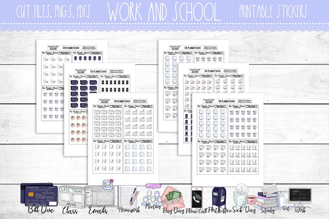Work Icons | School Icons | Planner Icons | Printable Planner Stickers ...