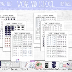 Work Icons | School Icons | Planner Icons | Printable Planner Stickers | Planner Printables | Printable Stickers | Cut Files | DIY Stickers