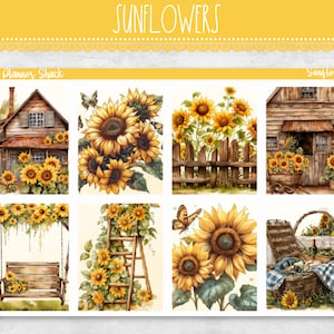 Impression hebdomadaire de tournesols | Erin Condren | Hebdomadaire vertical | Hebdomadaire floral | Tournesols | Fleurs | Stickers agenda imprimables | Hebdomadaire