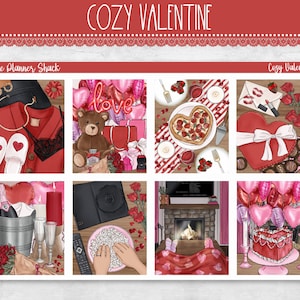 Druckbare Cozy Valentine Weekly | Erin Condren | Vertikal Weekly | Valentinstag | Druckbare Planer Aufkleber | Druckbare Aufkleber | Wöchentlich