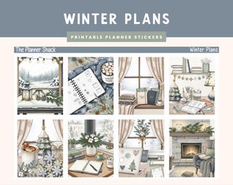 Printable Winter Plans Weekly | Erin Condren | Vertical Weekly | Winter Weekly | Cozy Winter | Planner Girl | Weekly | Printable Stickers