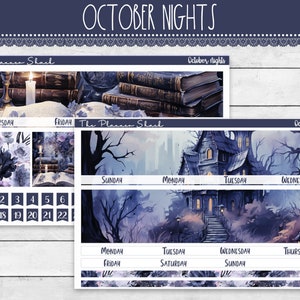 Maandelijks oktoberavonden | Erin Condren | A5 breed | Maandelijks Halloween | Maandelijks oktober | Afdrukbare plannerstickers | Maandelijks afdrukbaar