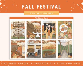 Printable Fall Festival Weekly | Erin Condren | Vertical Layout | Fall Weekly | Corn Maze | Pumpkin Patch | Digital | Planner Stickers