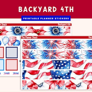 7x9 Daily Duo Printable Weekly | Backyard 4th | 4th Of July Weekly | Printable Planner Stickers | Patriotic | Summer | 7x9 Daily Duo