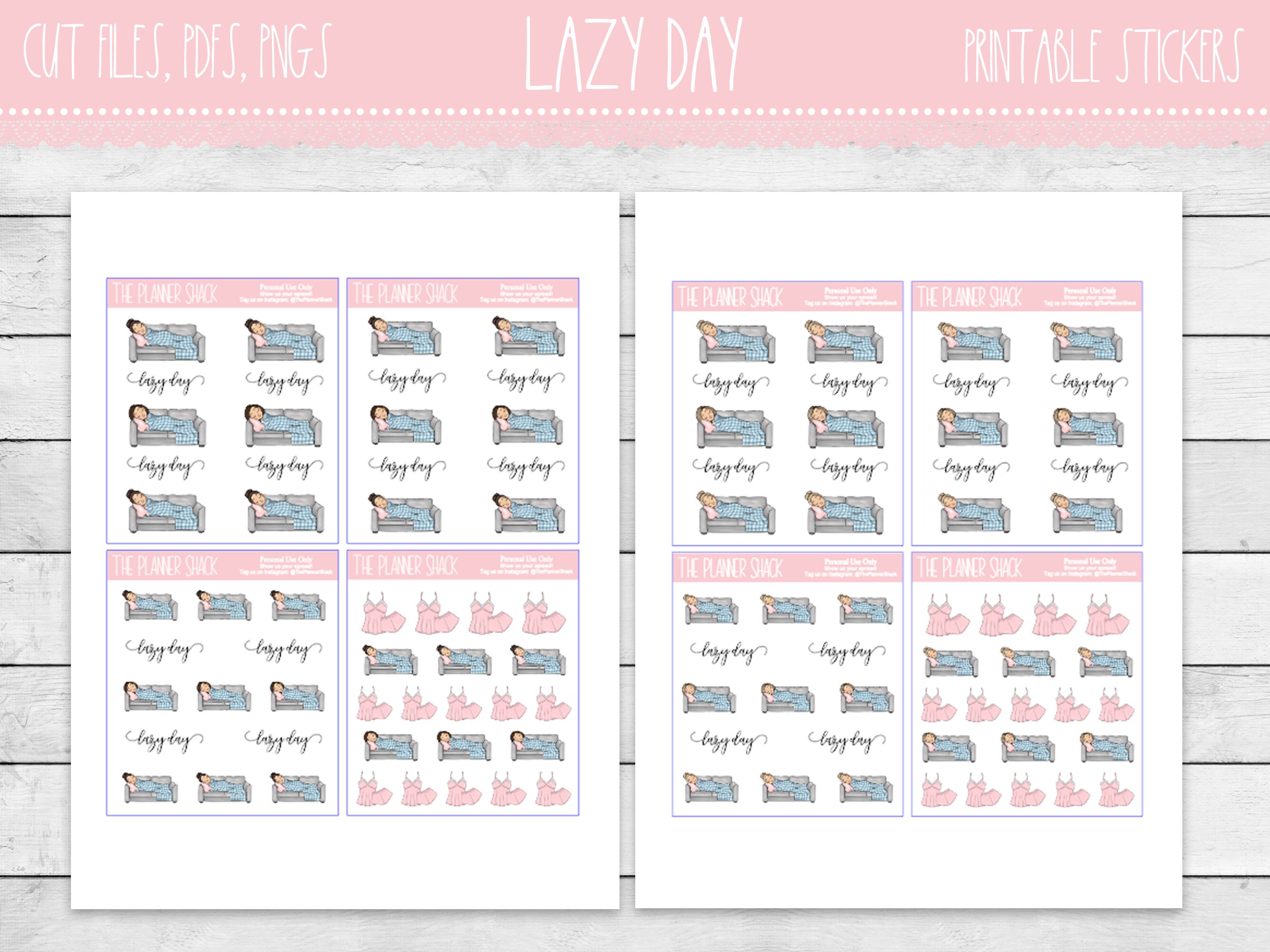 Printable Lazy Day Planner Stickers | Lazy Day | Nap Queen | Nap Time ...