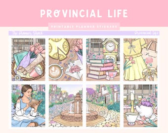 Printable Provincial Life Weekly | Erin Condren | Vertical Weekly | Spring | Summer | Book Lover | Reading | Printable Planner Stickers